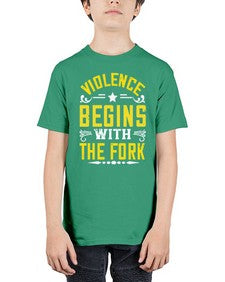 violence begins with the fork 456# - vegan - Youth Tee Unisex