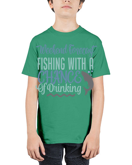 weekend forecast fishing with a chance of drinking 91# - shark-fish - Youth Tee Unisex