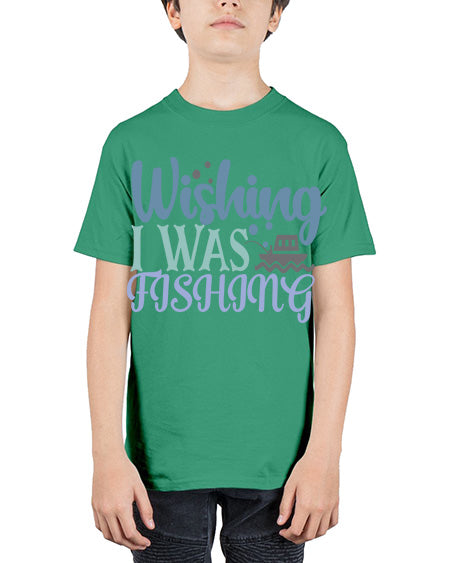 wishing i was fishing 90# - shark-fish - Youth Tee Unisex