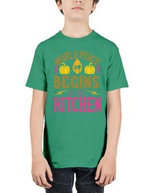 world peace begins in the kitchen 496# - vegan - Youth Tee Unisex