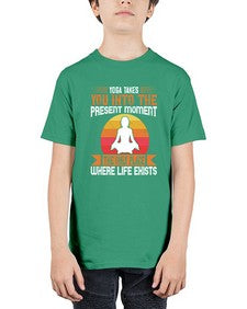 yoga takes you into the present moment the only place where life exists  644# - yoga - Youth Tee Unisex