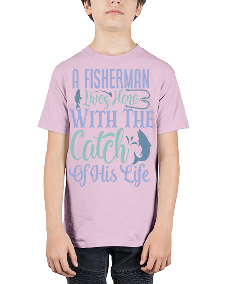 A Fisherman Lives Here With The Catch Of His Life 125# - shark-fish - Youth Tee Unisex