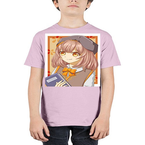A beautiful girl wearing uniform with book 93# - anime - Youth Tee Unisex
