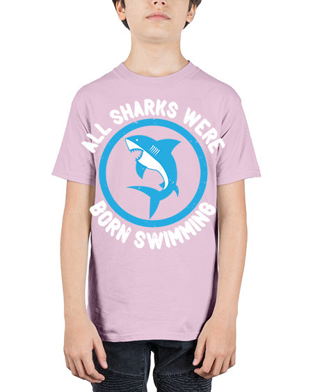 All sharks were born swimming Style 100# - shark-fish - Youth Tee Unisex