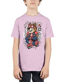 Bear scooterist 16# - cartoon animals - Youth Tee Unisex