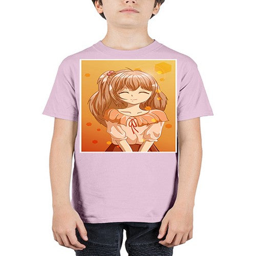 Beautiful and cute girl brown hair at sunset 164# - anime - Youth Tee Unisex