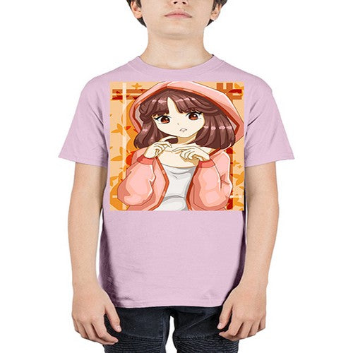 Beautiful and cute girl brown hair with jacket 81# - anime - Youth Tee Unisex