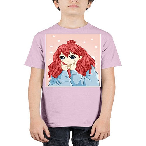 Beautiful and cute girl long red hair with jacket 150# - anime - Youth Tee Unisex