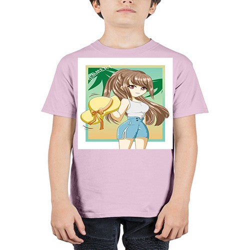 Beautiful and cute girl with hat on the beach in the summer 154# - anime - Youth Tee Unisex