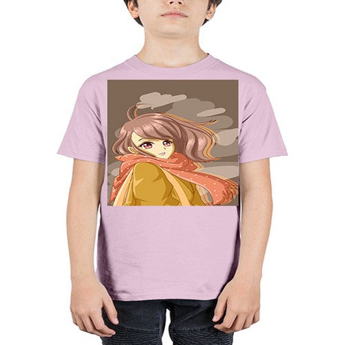 Beautiful and cute girl with scarf 91# - anime - Youth Tee Unisex