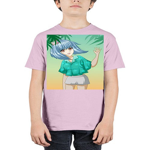 Beautiful and happy girl on the beach in summer 48# - anime - Youth Tee Unisex