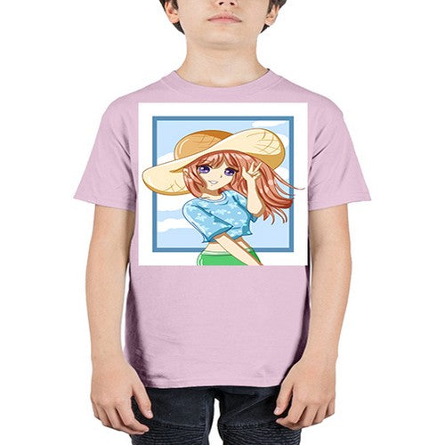 Beautiful and happy girl with blue shirt in summer 51# - anime - Youth Tee Unisex