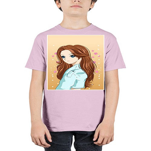 Beautiful and pretty girl brown long hair 123# - anime - Youth Tee Unisex