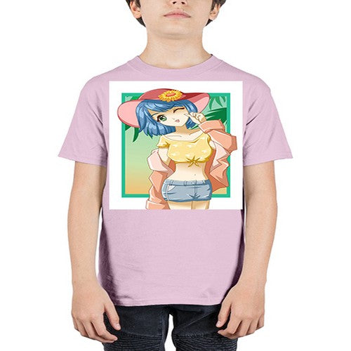 Beautiful and sexy girl on the beach with cute hat in summer 1# - anime - Youth Tee Unisex