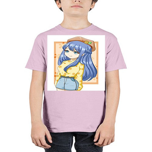 Beautiful and soft girl blue hair in summer 153# - anime - Youth Tee Unisex