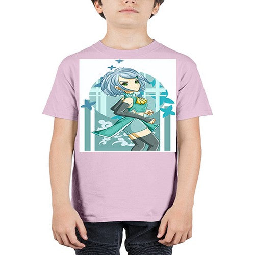 Beautiful girl blue hair with green clothes 161# - anime - Youth Tee Unisex