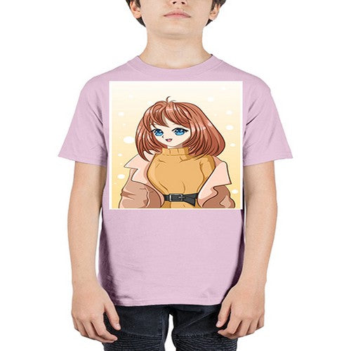 Beautiful girl short hair wearing winter clothes 168# - anime - Youth Tee Unisex