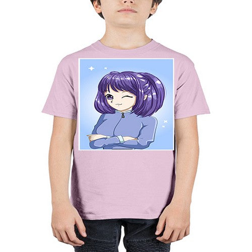 Beautiful girl short purple hair 6# - anime - Youth Tee Unisex
