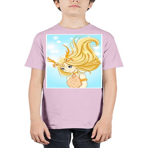 Beautiful queen with gold hair and gold horn crown 39# - anime - Youth Tee Unisex