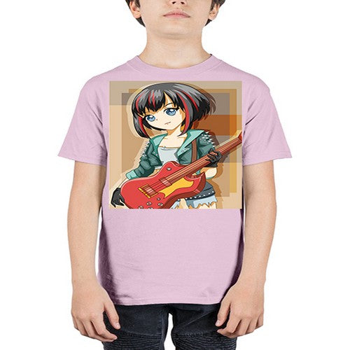 Beautiful rock girl with bass guitar perform 173# - anime - Youth Tee Unisex
