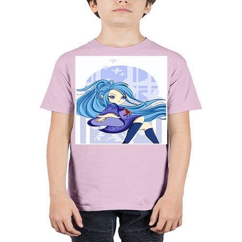 Cute and beautiful girl blue long hair cartoon 155# - anime - Youth Tee Unisex