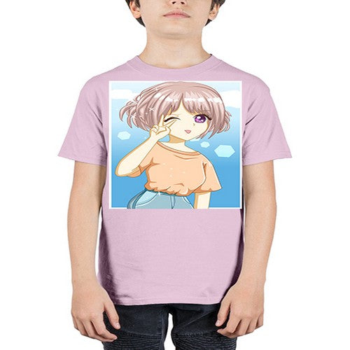 Cute and beautiful girl cream hair yellow shirt 29# - anime - Youth Tee Unisex