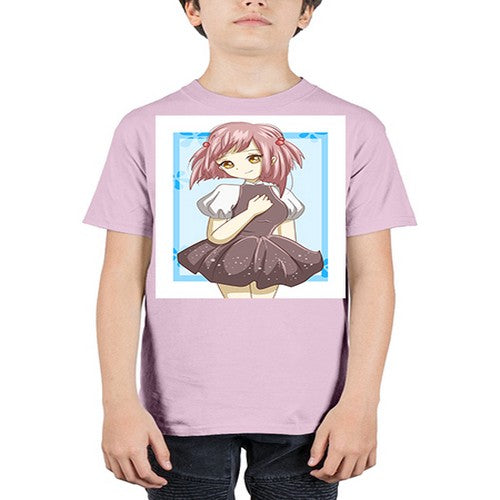 Cute and beautiful girl pink hair with dark pink dress 121# - anime - Youth Tee Unisex