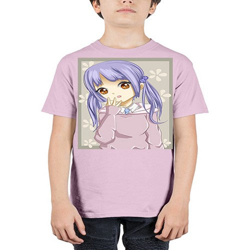Cute and beautiful girl purple hair 25# - anime - Youth Tee Unisex