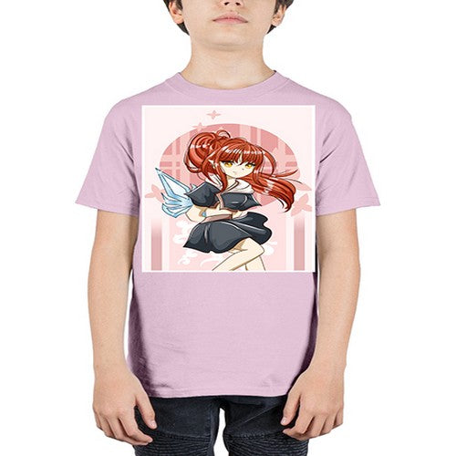 Cute and beautiful girl red long hair with sword cartoon 157# - anime - Youth Tee Unisex