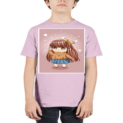 Cute and beautiful little girl long brown hair 149# - anime - Youth Tee Unisex