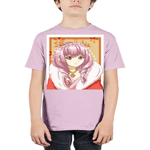 Cute and beautiful queen pink hair with red dress 124# - anime - Youth Tee Unisex
