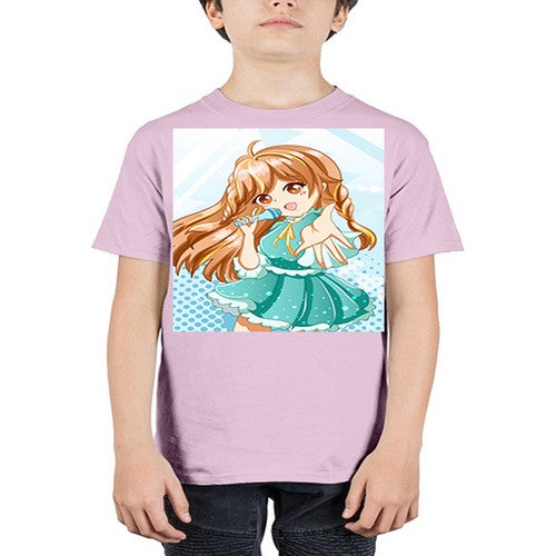 Cute and beautiful singer girl with green dress 163# - anime - Youth Tee Unisex