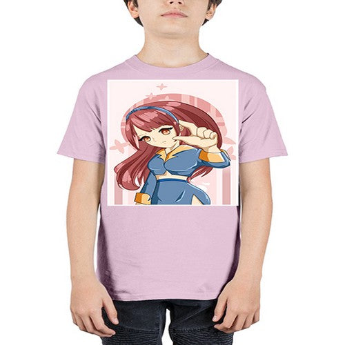 Cute and cool girl red long hair 166# - anime - Youth Tee Unisex