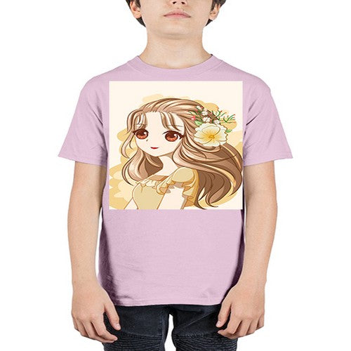 Cute and happy girl with flowers crown 57# - anime - Youth Tee Unisex