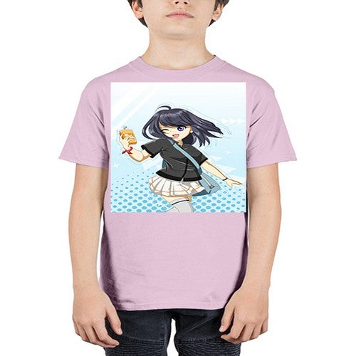 Cute and happy student girl with banana milk 4# - anime - Youth Tee Unisex