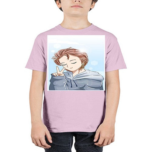 Cute boy brown hair with blue jacket 126# - anime - Youth Tee Unisex