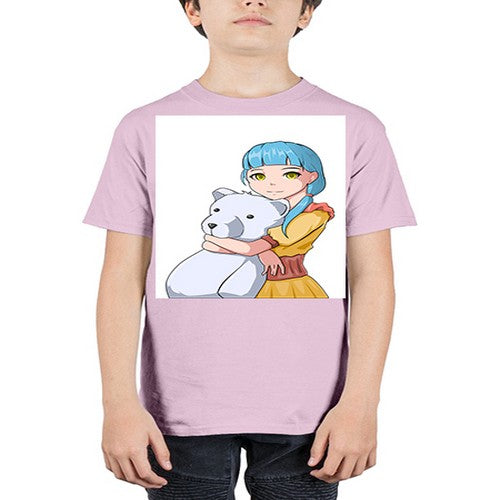 Cute girl with bear doll 26# - anime - Youth Tee Unisex