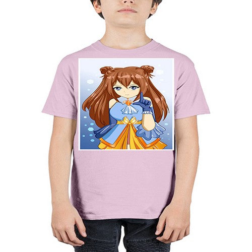 Cute little beautiful girl blue gold clothes cartoon 171# - anime - Youth Tee Unisex