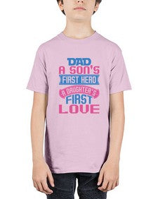 Dad a sons first hero a 82# - cartoon super hero - Youth Tee Unisex