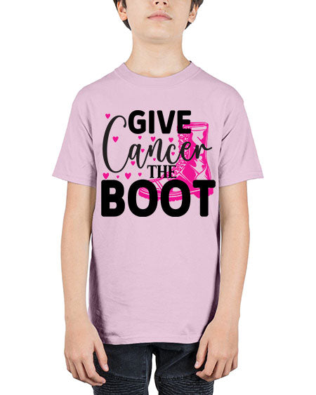 Give Cancer the Boot 24# - breast cancer - Youth Tee Unisex