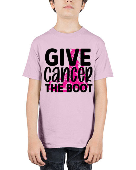 Give Cancer the Boot 25# - breast cancer - Youth Tee Unisex