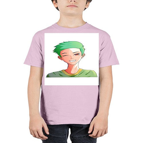 Handsome boy green hair wearing green shirt 35# - anime - Youth Tee Unisex