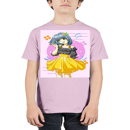 Happy and funny girl with black yellow dress in summer 41# - anime - Youth Tee Unisex