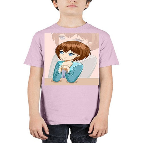 Happy beautiful and elegant girl brown hair 36# - anime - Youth Tee Unisex