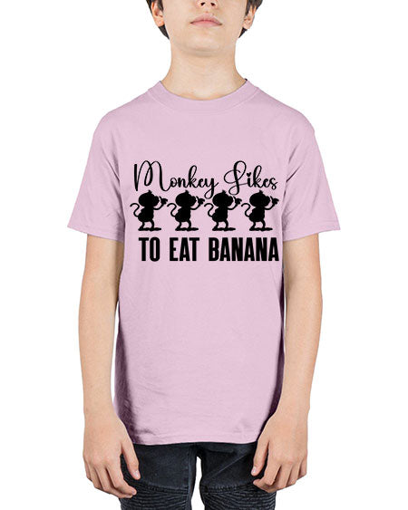 Monkey likes to eat banana  - monkey - Youth Tee Unisex