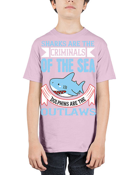 Sharks are the criminals of the sea Dolphins are the outlaws Style 32# - shark-fish - Youth Tee Unisex