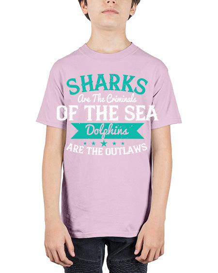 Sharks are the criminals of the sea Dolphins are the outlaws Style 34# - shark-fish - Youth Tee Unisex