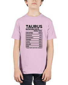 Taurus Nutrition Facts 490# - taurus - Youth Tee Unisex