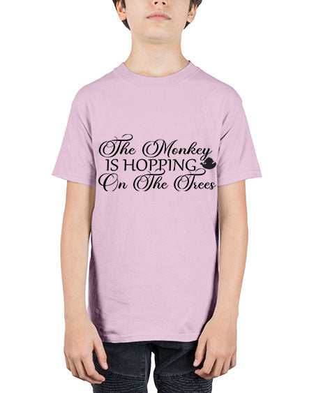 The monkey is hopping on  - monkey - Youth Tee Unisex