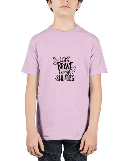 With Brave Wings She Flies - butterfly - Youth Tee Unisex